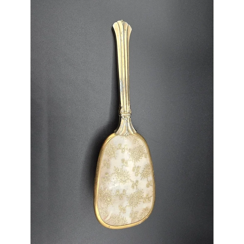 Vanity Vtg Antique Nylon Hair‎ Brush Gold Brass Tone USA